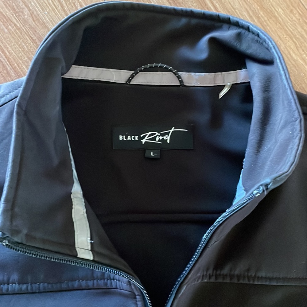 Black Rivet Soft Shell Jacket, Size Large - image 2